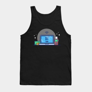 Laptop With Electronic Data Capture, receipt, And stack Money Cartoon Tank Top
